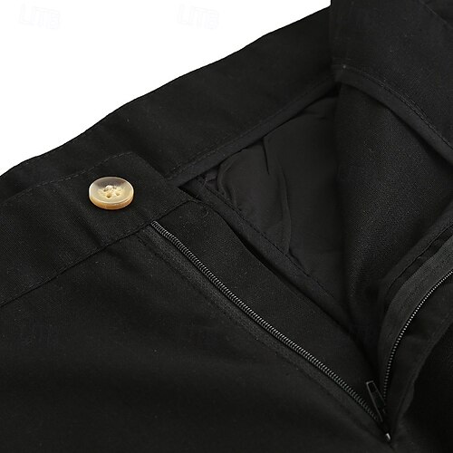  Herr Linne Shorts Klänning Shorts Sommarshorts Beach Shorts Dragkedja Knappar Ficka Ensfärgat Slät Komfort Andningsfunktion Knelängd Utomhus Ledigt Dagligen Semester Mode Svart Vit