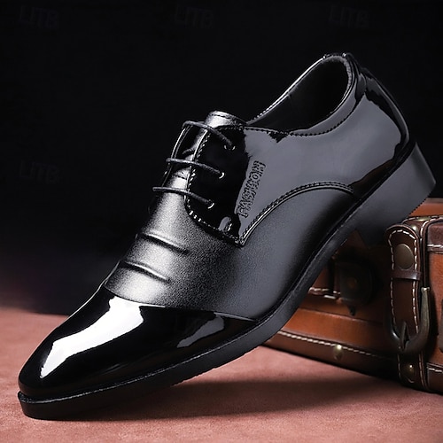 black prom dress shoes VANGELO Men Dress Shoe TUX-1 Oxford Formal Tuxedo for Prom & Wedding Black  Patent main image 0