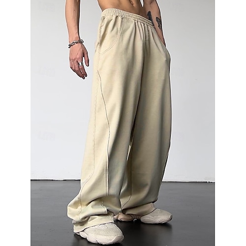 Homme Pantalon athlétique Jogging à Jambes Larges Pantalons Cordon