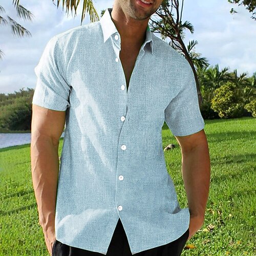 Men's Linen Shirt Summer Hawaiian Shirt Button Up Shirt Vacation Daily Pink  Blue Green Short Sleeve Turndown Summer Spring Clothing Apparel Collared  Shirts 2026 - $27.99