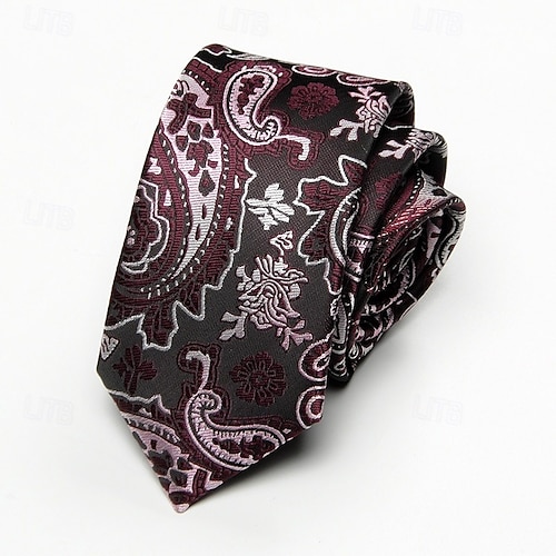  Men's Vintage Ties Wedding Party Patterned Tie with Floral Printed Black Yellow Red