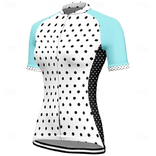 Femmes Maillot de cyclisme À pois Manche Courte Cyclisme T-shirt Maillot avec 3 poches arrière VTT Vélo tout terrain Séchage Rapide Design Anatomique Évacuation de l'Humidité Respirant Des sports