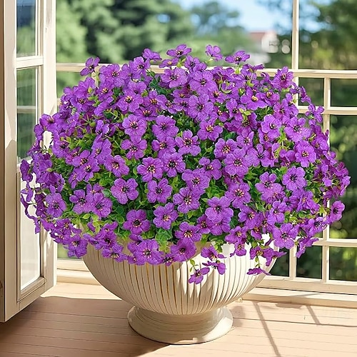  20 de pachete de flori artificiale pentru decorațiuni în aer liber flori de mătase false plante artificiale rezistente la UV margarete artificiale eucalipt pentru primăvară vară grădină curte verandă