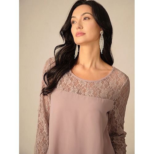  Per donna Abito Midi Abito in Pizzo Vestito da Festa Abito da Cocktail Abito da invitata a nozze Elegante Festa Vacanza Ospite di nozze Cocktail party Vestibilità regolare Tinta unica Manica 3/4