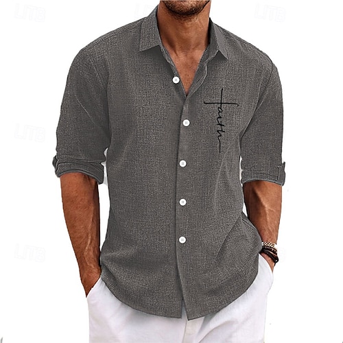  Herr Kors Skjorta Knapp upp skjorta Långärmad Mode Streetwear Designer Utomhus Ledigt Dagligen Sommar Vår Höst Nedvikt Mönster Svart Vit Rodnande Rosa Blå Grön