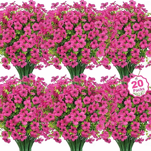  20 de pachete de flori artificiale pentru decorațiuni în aer liber flori de mătase false plante artificiale rezistente la UV margarete artificiale eucalipt pentru primăvară vară grădină curte verandă