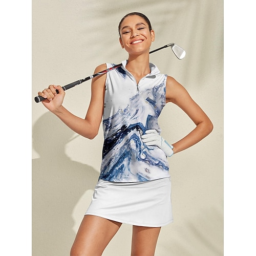 Damen Golf-Poloshirt Blau Ärmellos Oberteil Damen-Golfkleidung, Kleidung, Outfits, Kleidung