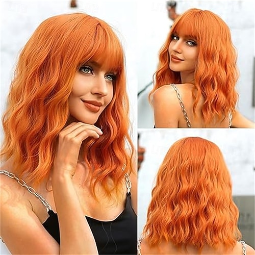 Short Wavy Wig with Bangs for Women Shoulder Length Bob  display picture 1