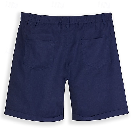  Herren Leinenshorts Schicke Shorts Sommershorts Strandshorts Plissee-Shorts Tasche Falten Gerader Schnitt Einfach Komfort Atmungsaktiv Knielang Outdoor Lässig Täglich Urlaub Mode Schwarz Weiß
