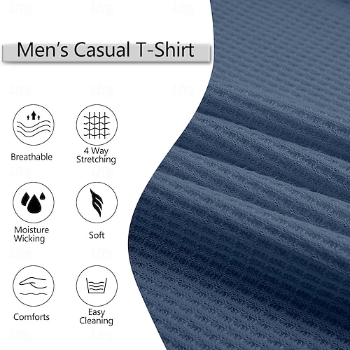  Men's Waffle Henley Shirt Tee Short Sleeve Solid Color Plain Fashion Designer Casual Color Block Buttons Henley Outdoor Casual Daily Summer Spring All Seasons Black Navy Blue Green Henley T-Shirt