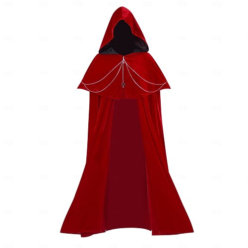 Cape à Capuche Noire Médiévale Halloween - Manteau Vintage Sorcier Ou Chevalier Unisexe
