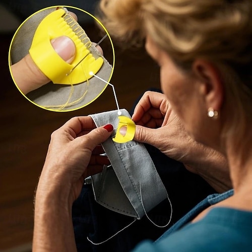  1pc Edge Sewing and Lockranding Tool for Beginners and Seniors, DIY Sewing Assist Tool, Home Sewing Template Accessory for Fabric, Handcraft, and Quilting, with Thimble