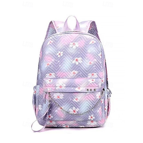Girls Floral School Backpack – Lightweight Quilted Bookbag  display picture 3