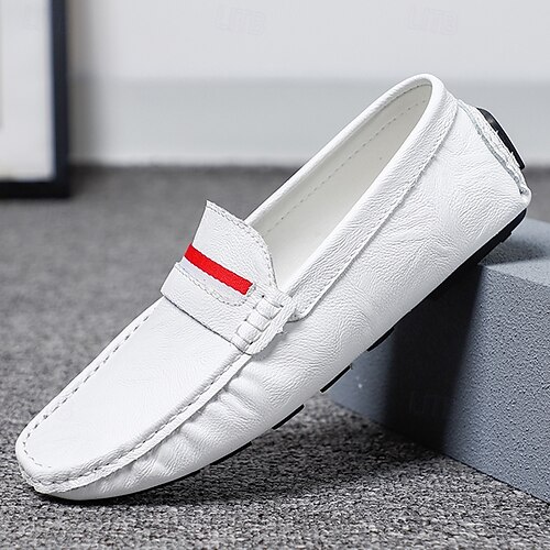 Men\'s Red and White Slip-On Driving Loafer John White Oxblood Leather White Rubber Sole Loafers main image 4