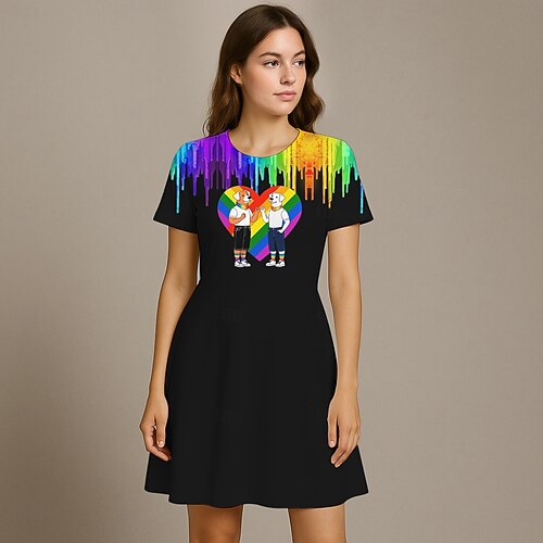 LGBT LGBTQ Rainbow A-Line Dress Kid's Adults' Women's Girls' Pride Parade  Pride Month Carnival Easy Carnival Costume 2026 - AU $32.99