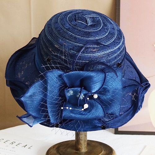 Cappello da donna in organza da chiesa, da sposa, per tè, fiori