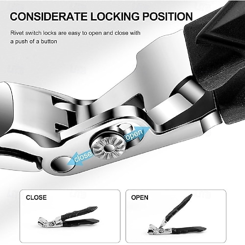  clește de unghii pentru picioare, clește de unghii cu mâner lung și maxilar lat pentru unghii groase, clește ergonomic curbat din oțel inoxidabil pentru unghii de la picioare pentru seniori, bărbați