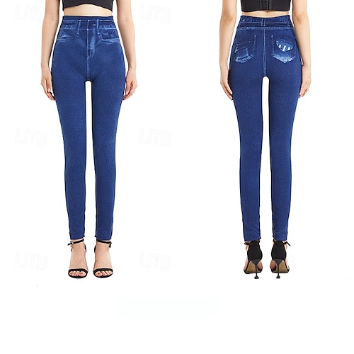  Womens Leggings Nadrág 3D Nyomtatás Üdülés Vintage Utca Divat Teljes Hosszú Magas Derék Grafikai Nyomtatás Kényelmes Puha Kényelmes Rugalmas Kültéri Utca Kék Nyári Slim Fit