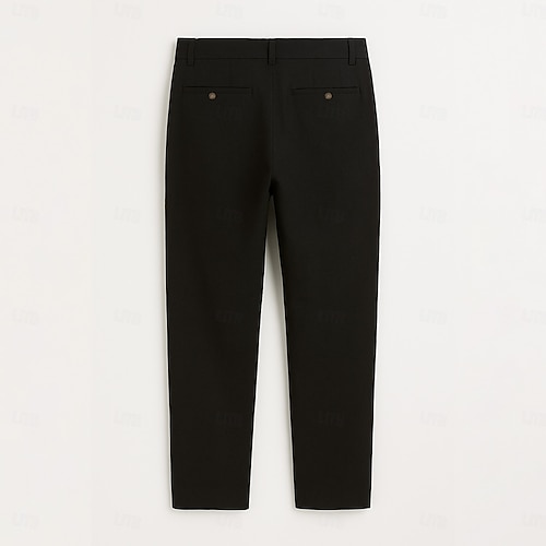  Bărbați Pantaloni de in Culoare solidă Respirabil Lungime totală Oficial Nuntă În aer liber Elegant Vacanță Negru Bleumarin Micro-elastic