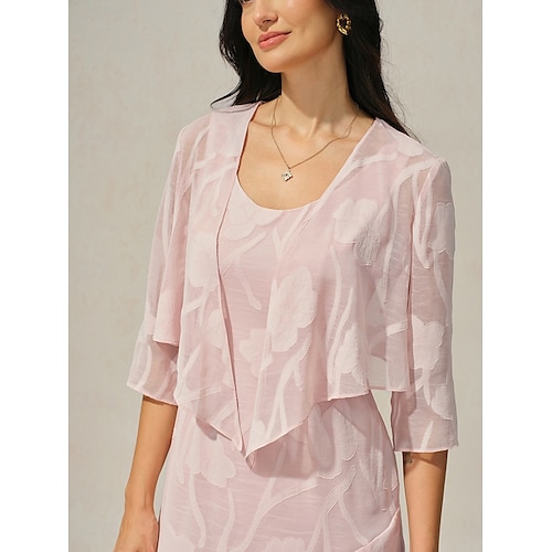  Dames haalt zijn schouders op Effen Kleur Elegant Stijlvol Basic 3/4 mouw Strakke ronde hals Assymmetrisch Vierkante hals Croptops Bruiloft gast Strand bruiloft Blozend Roze Zomer Lente Herfst