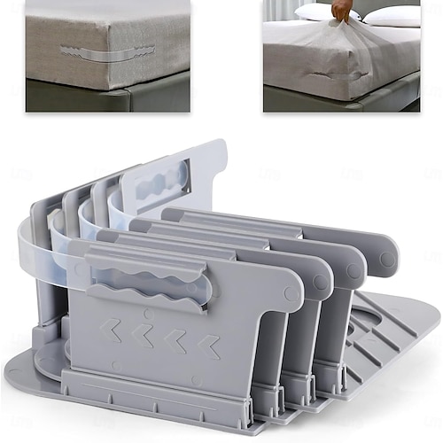  Paquete de 4 sujeta sábanas con cerradura para esquinas: correas para sujetar sábanas que se adaptan a todo tipo de colchones, los sujeta sábanas ajustables mantienen las sábanas firmes y ajustadas, clips para sábanas de fácil instalación, se mantienen