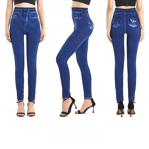  Womens Leggings Nadrág 3D Nyomtatás Üdülés Vintage Utca Divat Teljes Hosszú Magas Derék Grafikai Nyomtatás Kényelmes Puha Kényelmes Rugalmas Kültéri Utca Kék Nyári Slim Fit