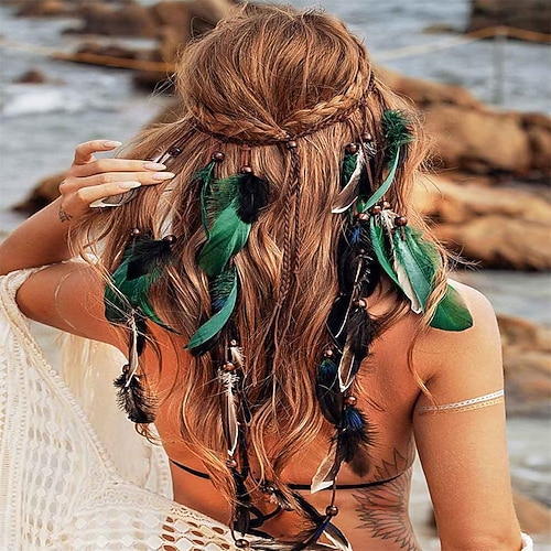 KGDUYC Boho Haarverlängerungen Mit Federn – 4 Stück, Mit Kamm-Clip, Für Dreadlocks & Festival