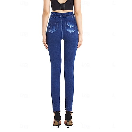  Womens Leggings Nadrág 3D Nyomtatás Üdülés Vintage Utca Divat Teljes Hosszú Magas Derék Grafikai Nyomtatás Kényelmes Puha Kényelmes Rugalmas Kültéri Utca Kék Nyári Slim Fit