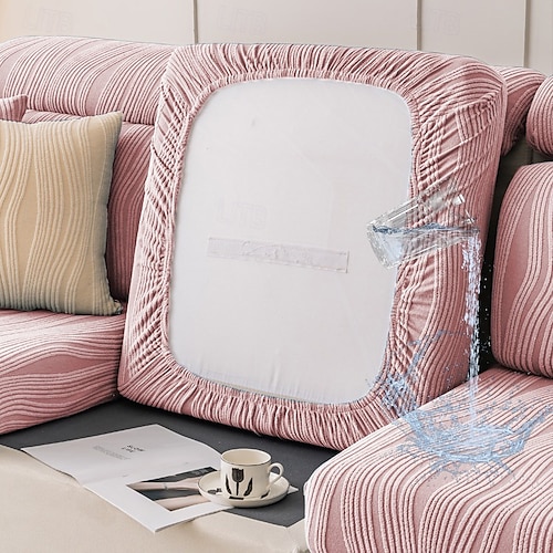 wasserabweisender Sofa-Sitzkissenbezug mit Jacquard-Streifen, Schonbezug, elastisch, Couch-Sessel, Loveseat, 4- oder 3-Sitzer, grau, uni, einfarbig, weich, strapazierfähig, waschbar 2026
