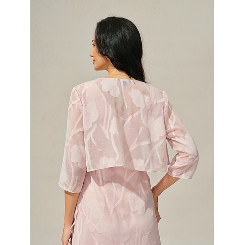  Dames haalt zijn schouders op Effen Kleur Elegant Stijlvol Basic 3/4 mouw Strakke ronde hals Assymmetrisch Vierkante hals Croptops Bruiloft gast Strand bruiloft Blozend Roze Zomer Lente Herfst
