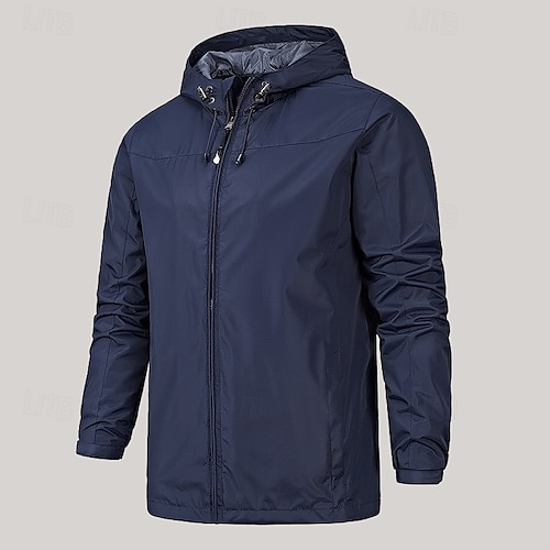 Hombre Chaqueta de transición Acampada y Senderismo Impermeable Ligero Con Capucha Todas las Temporadas Color sólido Exterior Negro Verde Ejército Rojo Azul Marino Oscuro Azul Chaquetas