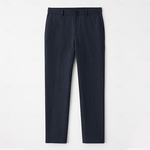  Bărbați Pantaloni de in Culoare solidă Respirabil Lungime totală Oficial Nuntă În aer liber Elegant Vacanță Negru Bleumarin Micro-elastic