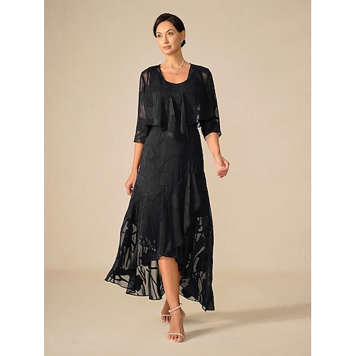  Femmes Robe maxi Robe à Volants Élégant Mariage robe demoiselle d honneur Soirée Fleuri Sans manches Col en U Noir Été Printemps