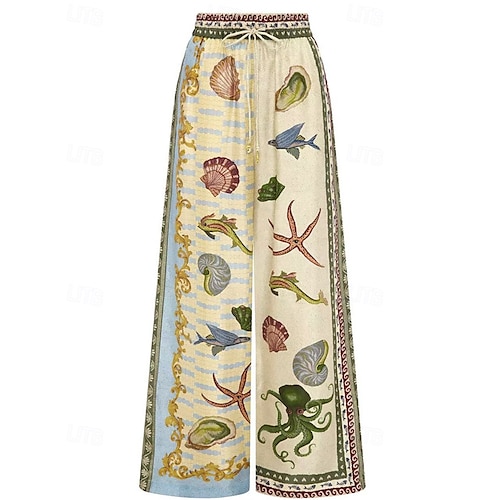  Femmes Mode Streetwear Chemises en coton et lin Ensembles en coton et lin Ensembles de Pantalons Manche Courte Col de chemise Impression Imprimé Tenue quotidienne Date Bleu Été Coupe régulière