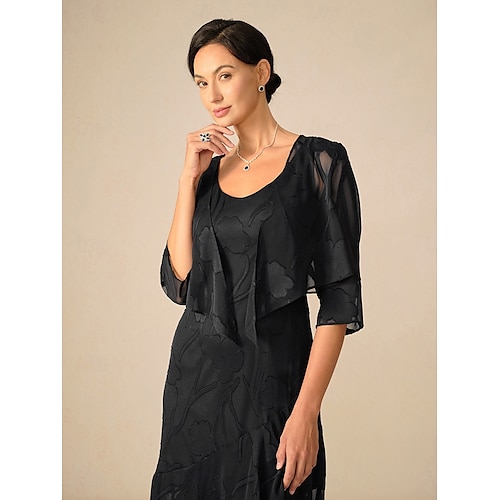  Dames haalt zijn schouders op Effen Kleur Bloemig Grafisch Elegant Stijlvol Basic 3/4 mouw Assymmetrisch Croptops Bruiloft gast Strand bruiloft Zwart Zomer Lente Herfst