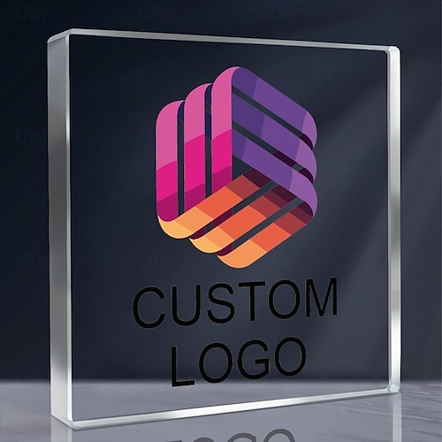  Personalized Acrylic Logo Plaque Custom Photo and Text Plaque ,Display Sign for Collectible Figurines, Desk or Shelf Decor