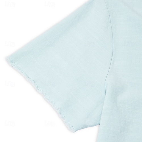  Per uomo Maglietta Maglietta in lino Maniche Corte Scollo a V Estate Semplice Moda Designer Essenziale Morbido Vacanza Casual Quotidiano Spiaggia Blu chiaro Bianco Rosa Maglietta Top per Uomo
