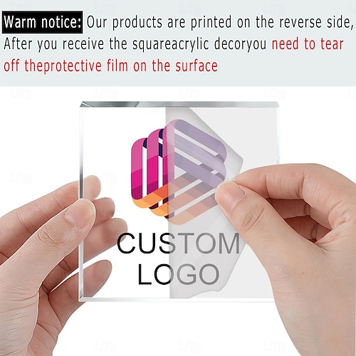  Personalized Acrylic Logo Plaque Custom Photo and Text Plaque ,Display Sign for Collectible Figurines, Desk or Shelf Decor