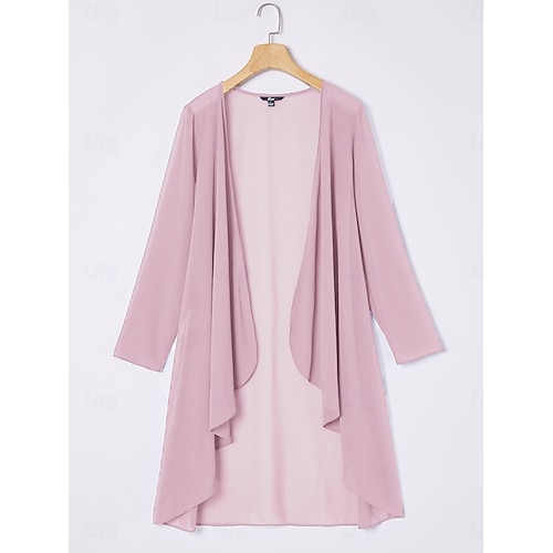  Dámské Oblečené topy Splývavé topy Šifonové topy Elegantní Dlouhý rukáv Asymetrický Dlouhé topy Svatební host Růžová růžová Léto Jaro Podzim