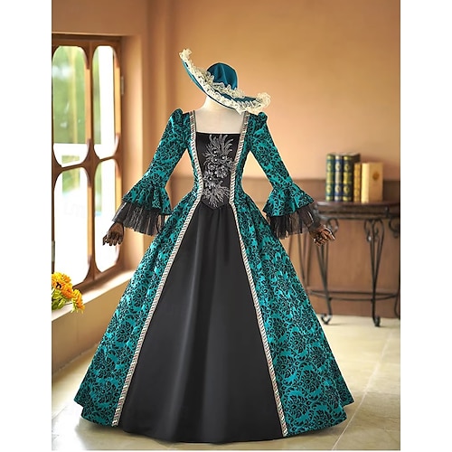 Vintage Rococo Renaissance Maxi Dress Normal Juliet Sleeve