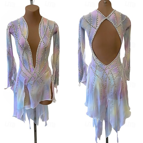 Figure Skating Dress Women's Girls' Ice Skating Dress Multi color Patchwork Open Back Mesh High Elasticity Training Competition Skating Wear Classic Crystal / Rhinestone Long Sleeve Ice Skating 2026 - 292.99 Figure Skating Dress Women's Girls' Ice Skating Dress Multi color Patchwork Open Back Mesh High Elasticity Training Competition Skating Wear Classic Crystal / Rhinestone Long Sleeve Ice Skating 2026 - 292.99