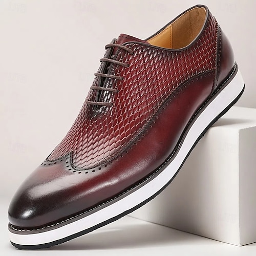 Elegant Red Crocodile Pattern Men\'s Oxfords Men main image 4