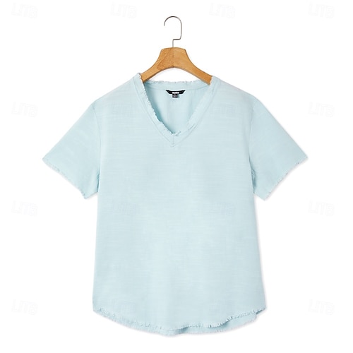  Per uomo Maglietta Maglietta in lino Maniche Corte Scollo a V Estate Semplice Moda Designer Essenziale Morbido Vacanza Casual Quotidiano Spiaggia Blu chiaro Bianco Rosa Maglietta Top per Uomo