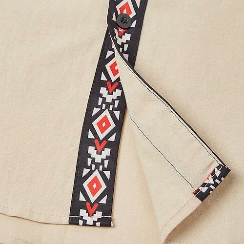  Pánské Košile Letní košile Plážová košile retro košile Vintage košile Nezastrčené košile Pevná barva Dovolená Denní nošení Khaki Dlouhý rukáv Oblečení