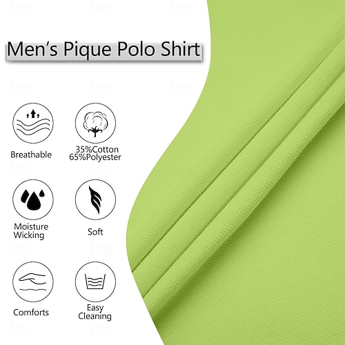  Pánské Golfová košile Polokošile Pique Obchod Ležérní Žebrovaný polo límec Krátký rukáv Módní Základní Pevná barva Pléd Knoflíky Logo Léto Jaro Jaro & podzim Běžný Žlutá Námořnická modř Trávová zelená
