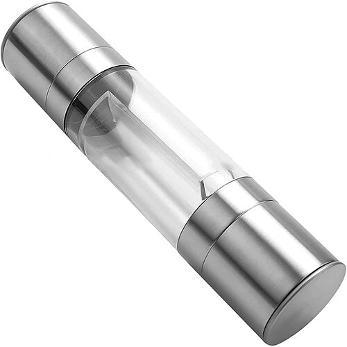 Set macina sale e pepe 2 in 1 in acciaio inox, macina sale e pepe a doppia testa, macina sale e pepe manuale, macina sale, macina sale marino ricarica