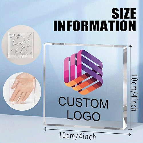  Personalized Acrylic Logo Plaque Custom Photo and Text Plaque ,Display Sign for Collectible Figurines, Desk or Shelf Decor