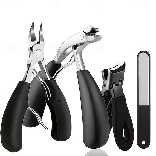  Set di 4 tagliaunghie per anziani, tagliaunghie a mascella larga e tagliaunghie a testa angolata per unghie spesse, tagliaunghie professionali tedesche per uomini e donne &incinta