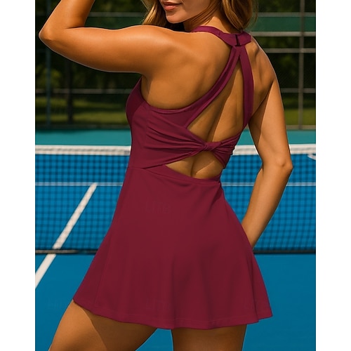 Women's Solid Colored Tennis Skirts with Shorts Sports Dress Sleeveless  Backless Moisture Wicking Breathable Tennis Golf Pickleball Racerback White  Pink Burgundy Tennis Clothing 2026 - CHF38
