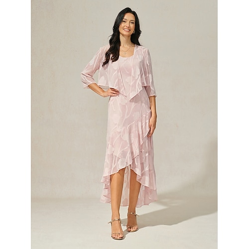  Dames haalt zijn schouders op Effen Kleur Elegant Stijlvol Basic 3/4 mouw Strakke ronde hals Assymmetrisch Vierkante hals Croptops Bruiloft gast Strand bruiloft Blozend Roze Zomer Lente Herfst